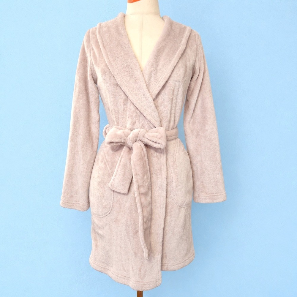 UGG Duffield II Robe Women XS Pink Excellent Hooded Fleece Loungewear UA5358W